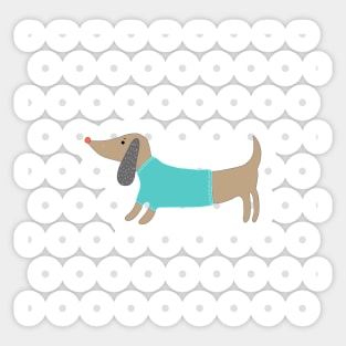 Cute hand drawn dog in dotted background Sticker